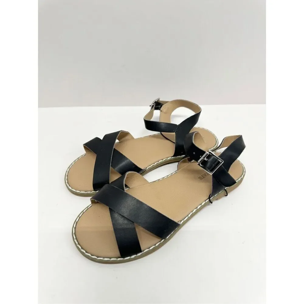 Tucker + Tate‎ Sandals Size 2 Kids Black Crisscross Open Toe NEW